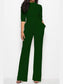 Mock Neck Tie-Waist Half Sleeve Jumpsuit nicholesgifts