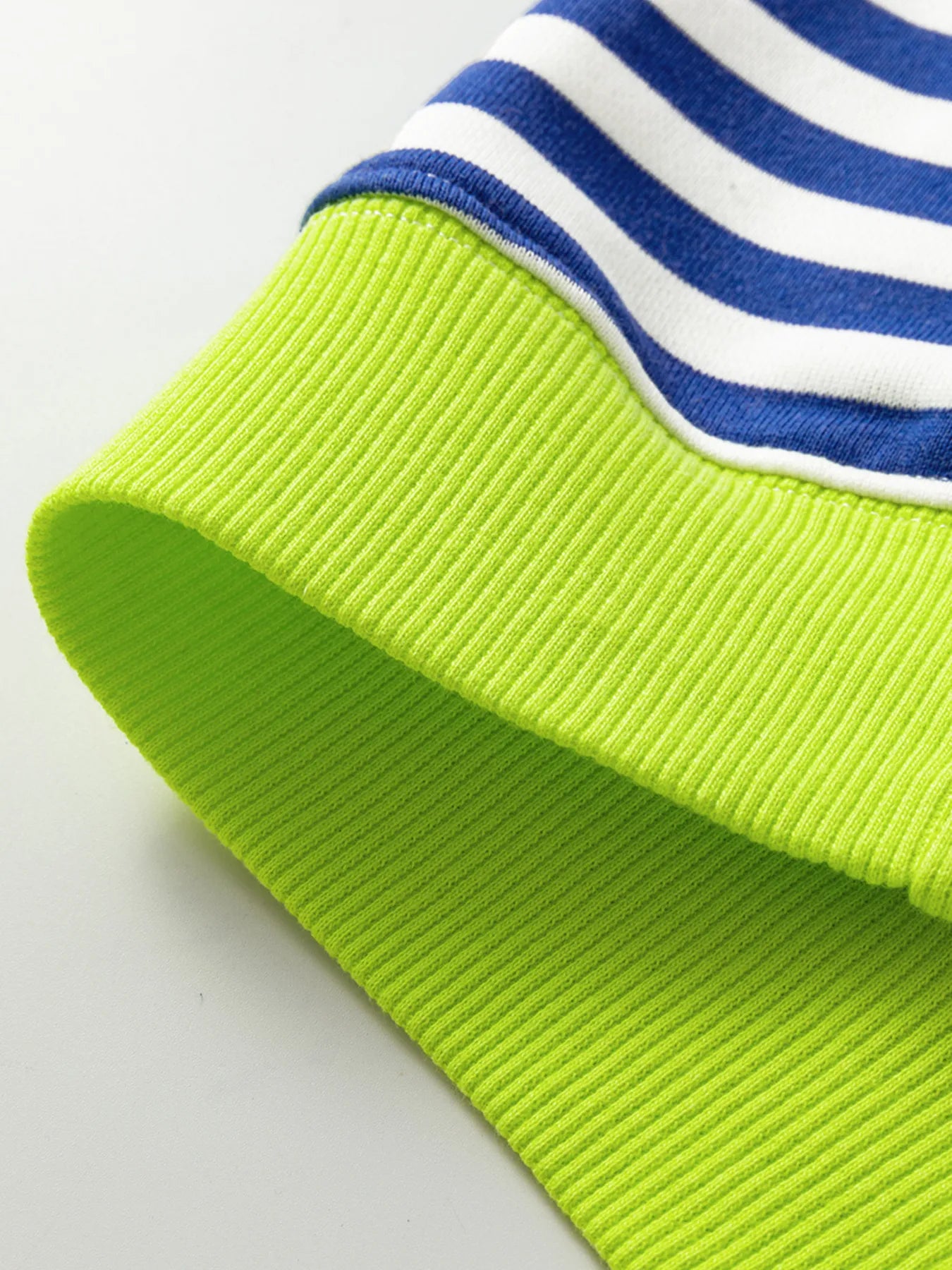 Striped Contrast Ribbed Trim Drop Shoulder Sweatshirt