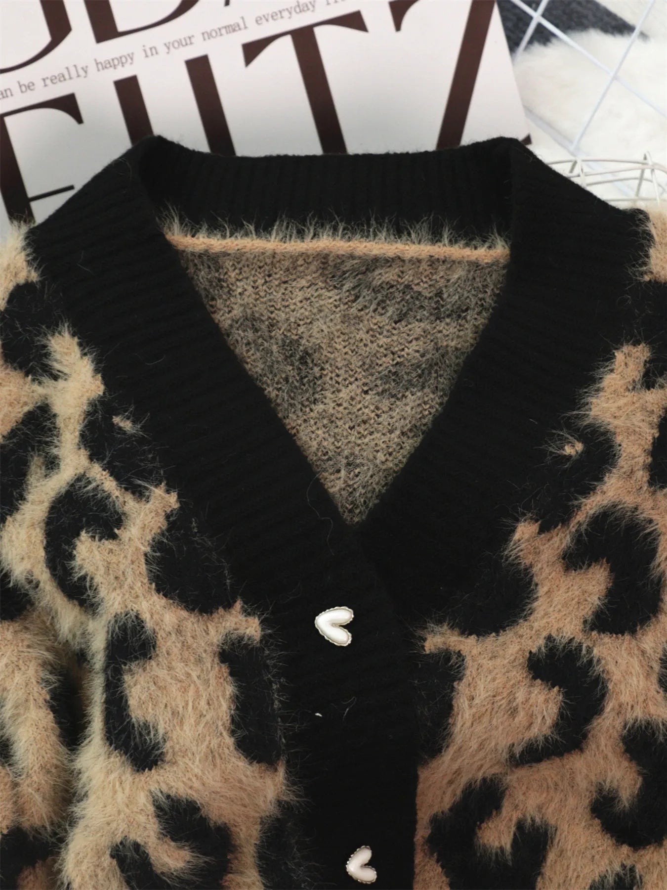 Leopard Fuzzy Button Up Cardigan