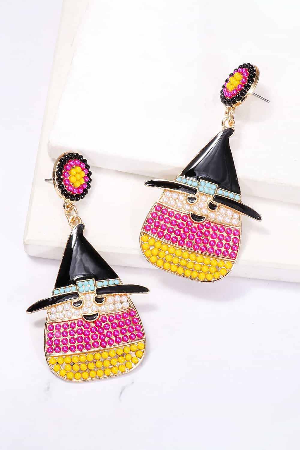 Women Witch's Hat Shape Synthetic Pearl Dangle Earrings NicholesGifts