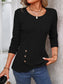 Decorative Button Round Neck Long Sleeve T-Shirt nicholesgifts