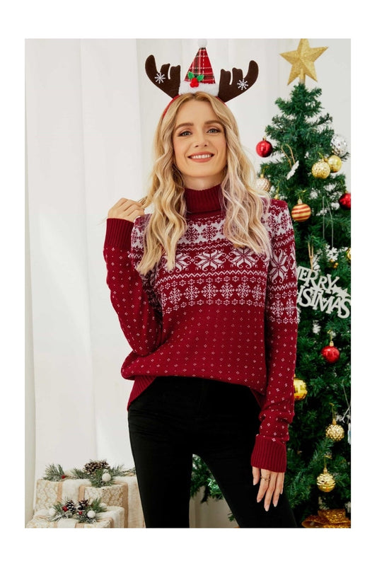 Christmas Snowflake Fair Isle Turtleneck Sweater NicholesGifts