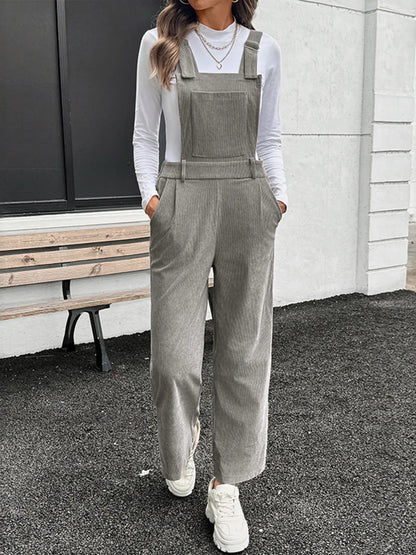 Slit Wide Leg Overalls with Pockets nicholesgifts