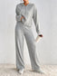 Honey Drawstring Ribbed Hoodie and Straight Leg Pants Set nicholesgifts