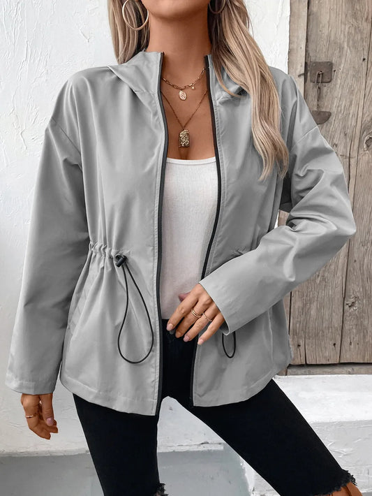 Ivy Lane Drawstring Zip Up Hooded Jacket nicholesgifts