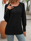 Women Decorative Button Round Neck Long Sleeve T-Shirt nicholesgifts