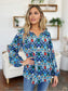 Women Double Take Full Size Printed Balloon Sleeve Blouse nicholesgifts