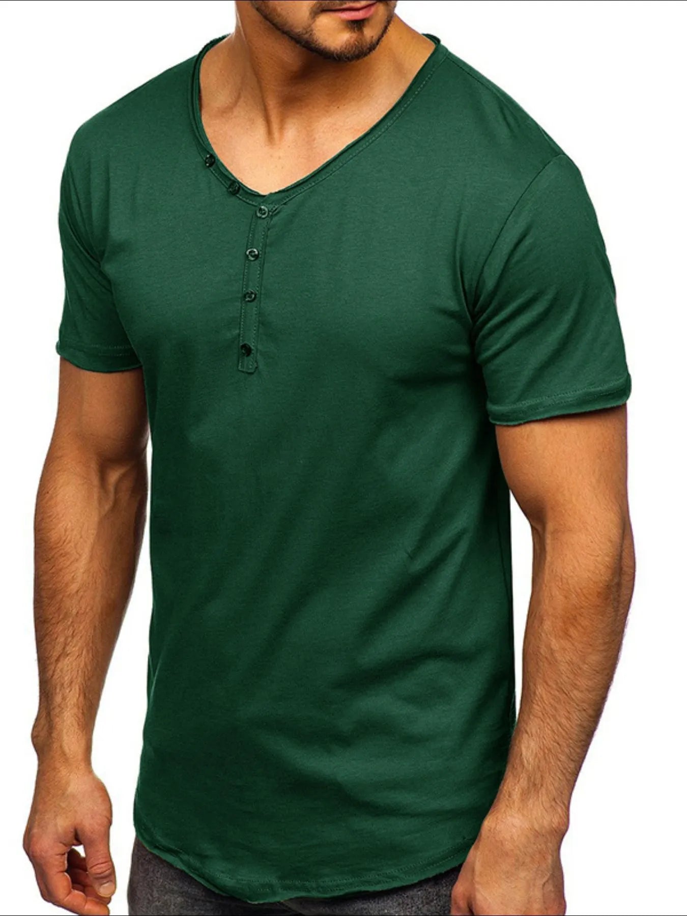 Men's V-Neck Henley Polo T-Shirt NicholesGifts