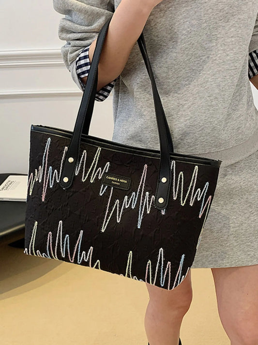 Contrast PU Leather Tote Bag Trendsi