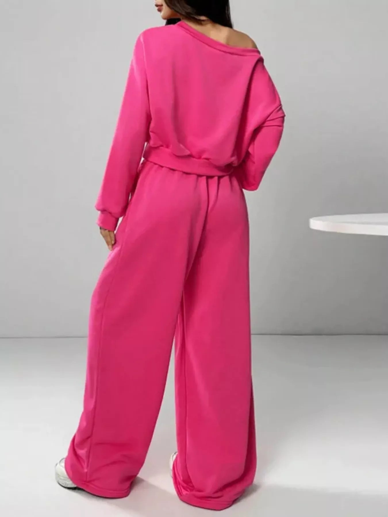 Boat Neck Long Sleeve Top and Pants Set nicholesgifts