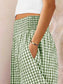 Women Gingham High-Waisted Wide Leg Pants nicholesgifts