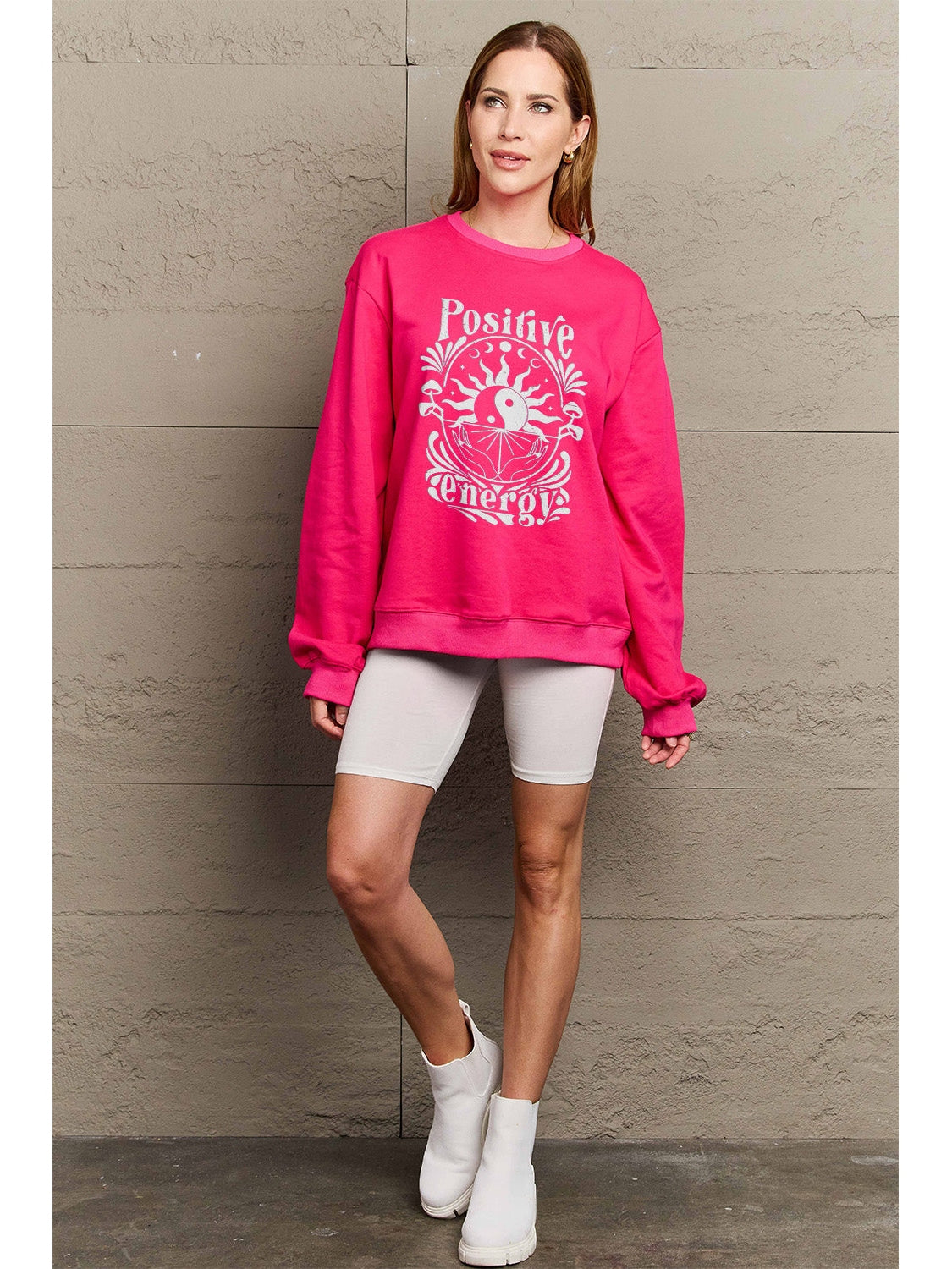 Simply Love Full Size POSITIVE ENERGY Graphic Sweatshirt NicholesGifts