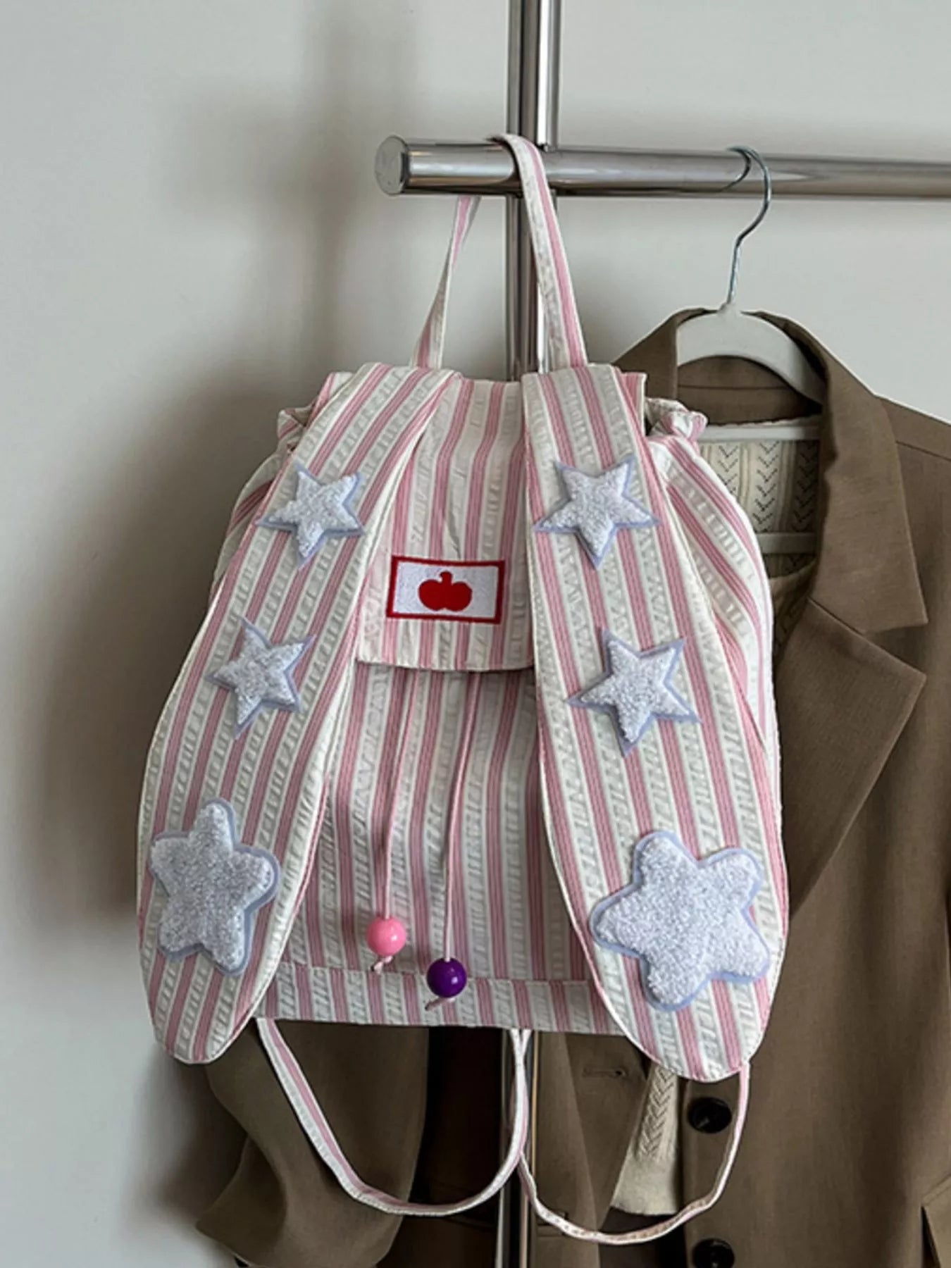 Striped Star Bunny Ear Backpack Bag nicholesgifts