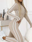 Full Size Stripe Zip-Front Long Sleeve Jumpsuit Plus Size nicholesgifts