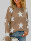 Star Pattern Round Neck Pullover Sweater nicholesgifts