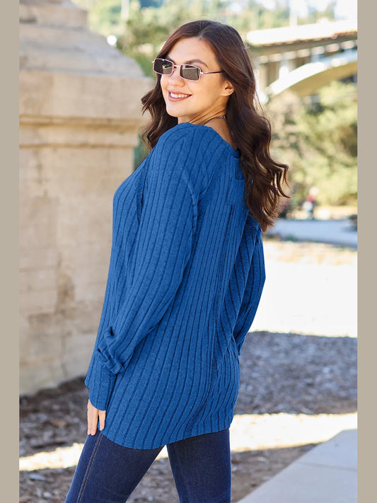 Basic Bae Full Size Ribbed Round Neck Long Sleeve Knit Top nicholesgifts