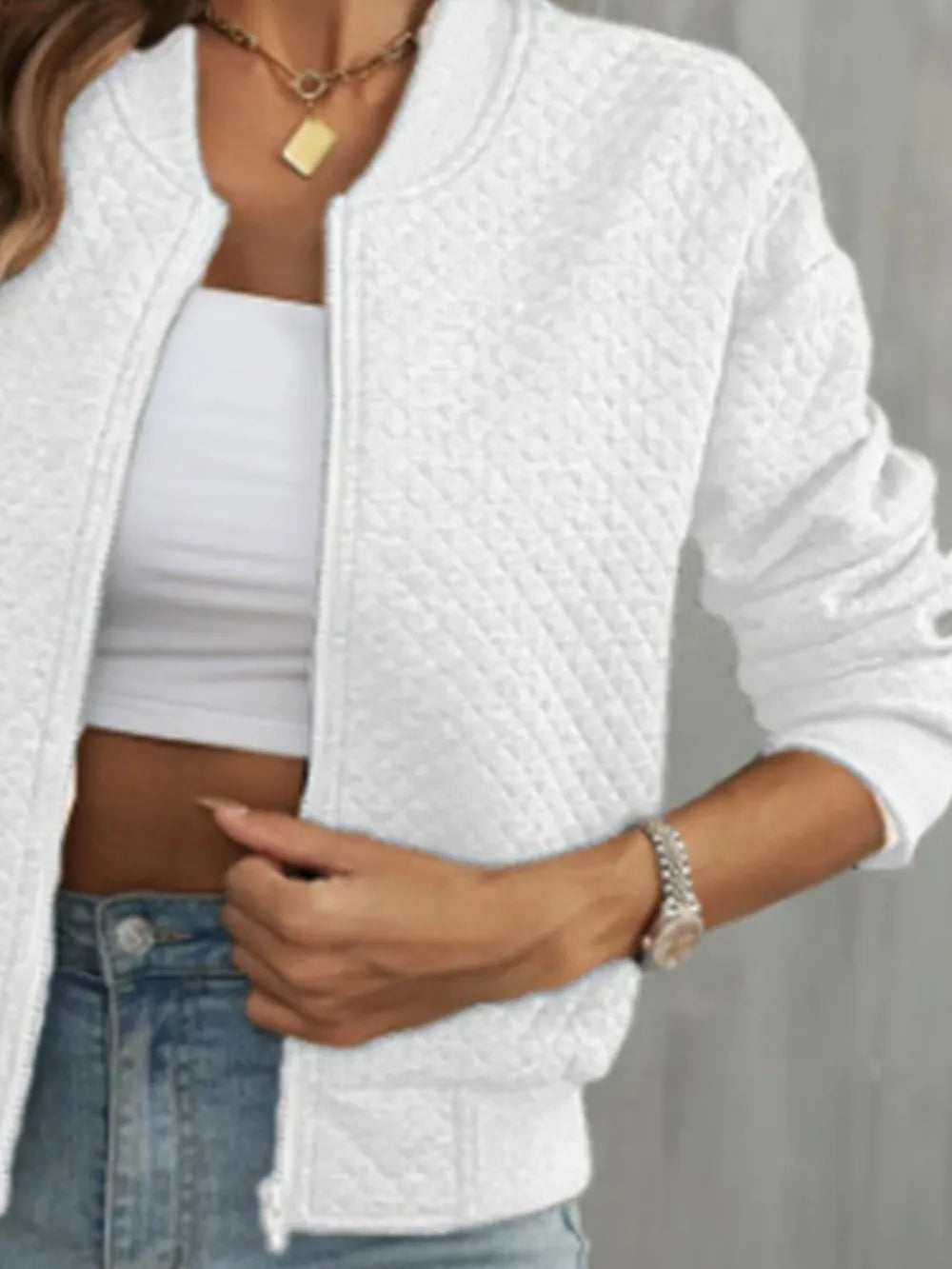 Zip Up Long Sleeve Jacket nicholesgifts