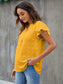 Swiss Dot Notched Flutter Sleeve Blouse nicholesgifts