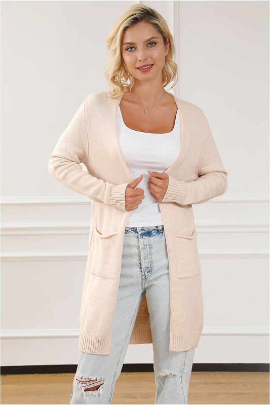 Women Pocketed Long Sleeve Cardigan NicholesGifts