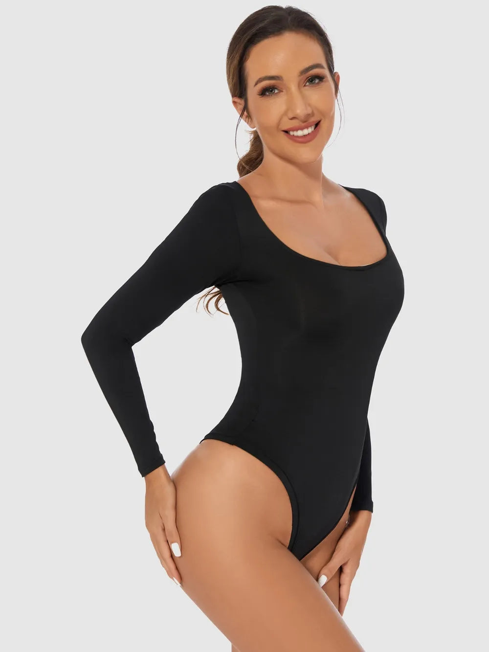 Full Size Scoop Neck Long Sleeve Bodysuit nicholesgifts