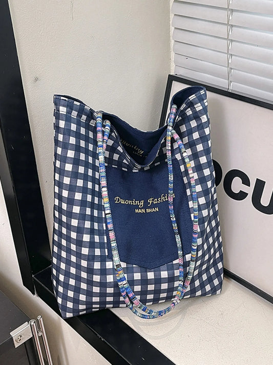 Gingham Pattern Tote Bag Trendsi