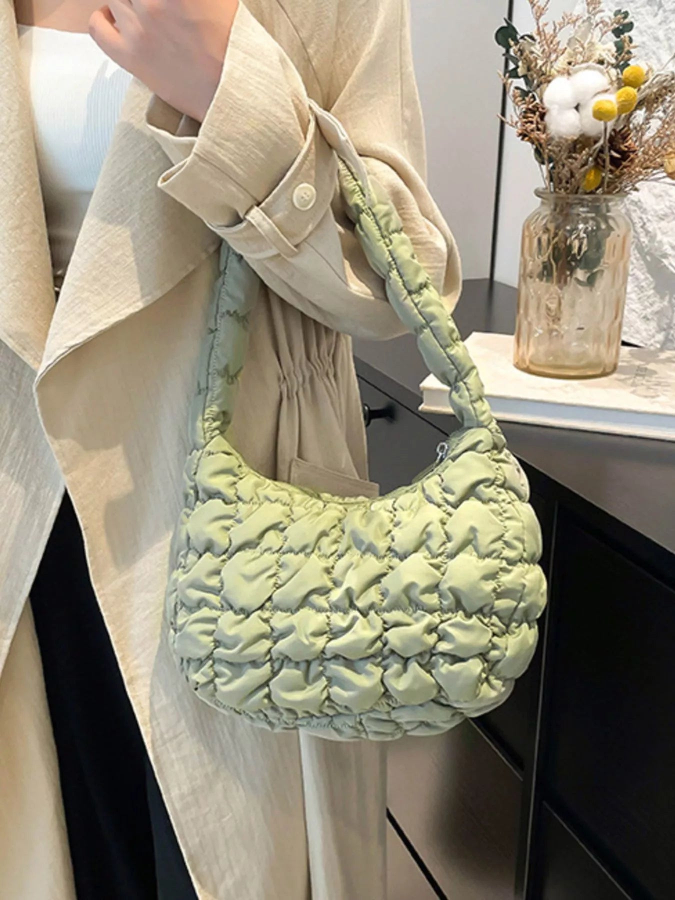 Quilted Ruched Shoulder Bag nicholesgifts