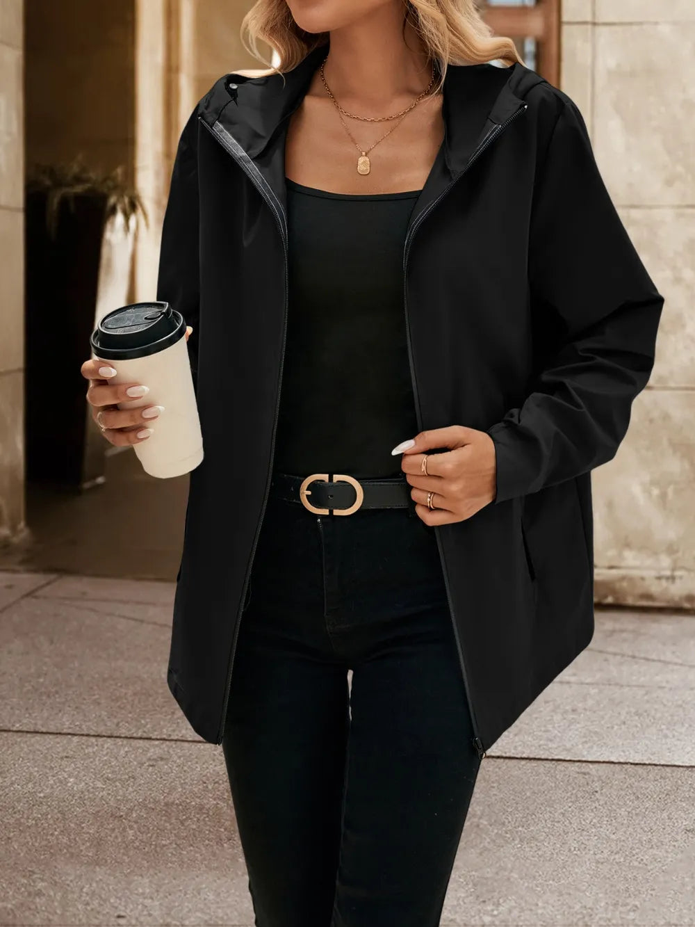 Ivy Lane Pocketed Zip Up Hooded Jacket nicholesgifts