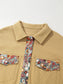 Printed Collared Neck Long Sleeve Jacket nicholesgifts