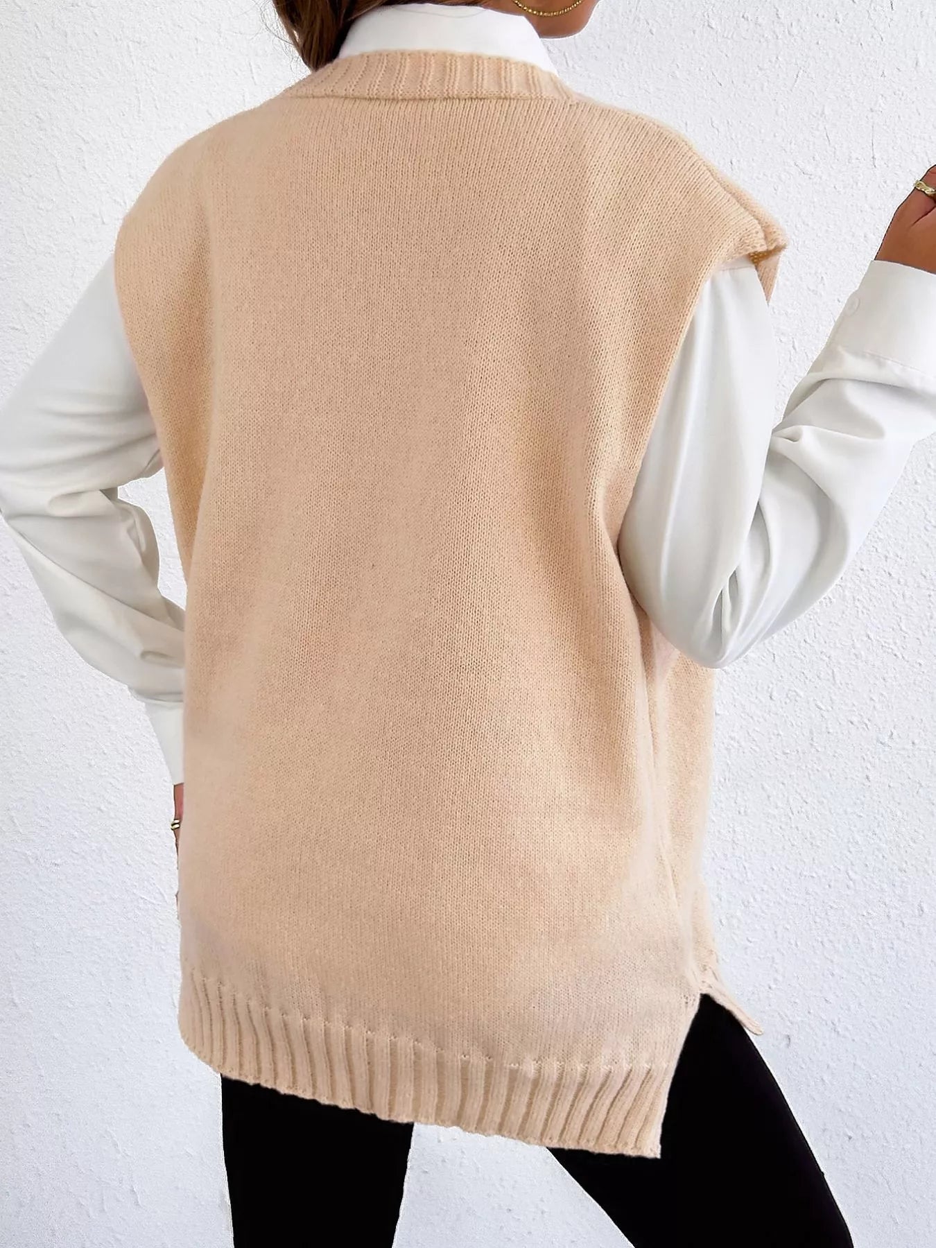 Button-Down Button Up Sweater Vest nicholesgifts
