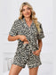Full Size Leopard Short Sleeve Top and Shorts Lounge Set Plus Size nicholesgifts