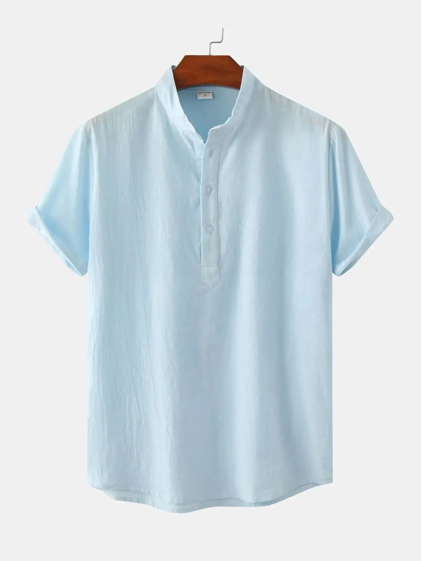 Men's Mandarin Collar Short Sleeve Henley Shirt NicholesGifts