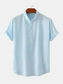 Men's Mandarin Collar Short Sleeve Henley Shirt nicholesgifts