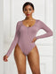 Half Zip Scoop Neck Long Sleeve Bodysuit nicholesgifts
