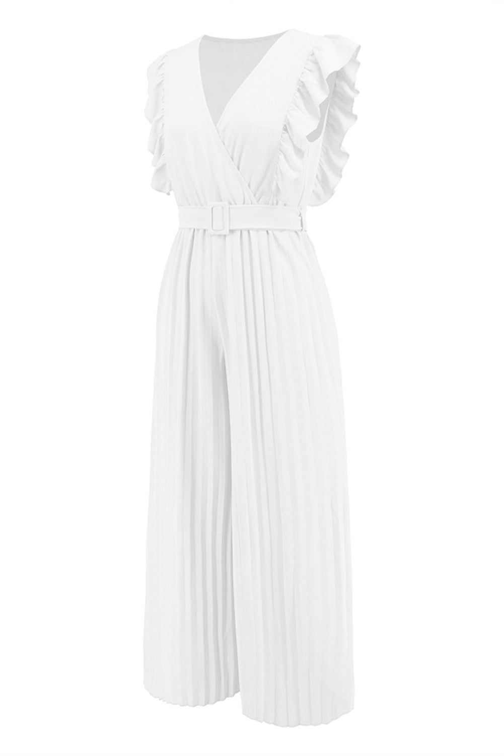 Ruffled Surplice Cap Sleeve Jumpsuit nicholesgifts