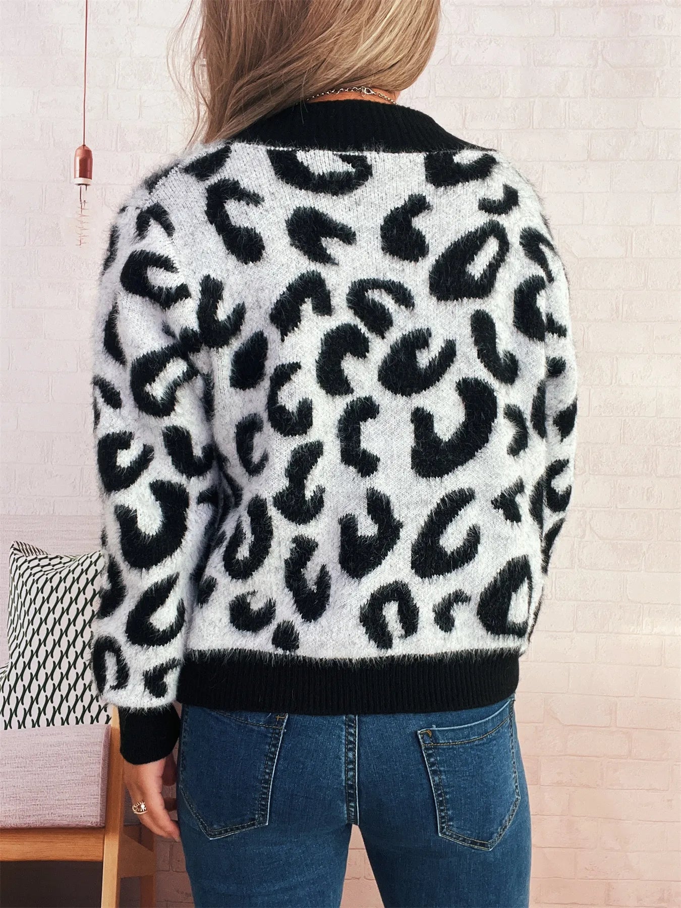 Leopard Fuzzy Button Up Cardigan