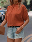 Swiss Dot Mock Neck Half Sleeve Blouse nicholesgifts