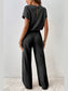 Ribbed Short Sleeve Wide Leg Jumpsuit nicholesgifts