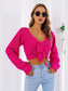 Bow V-Neck Long Sleeve Cropped Sweater nicholesgifts