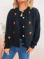 Strawberry Button Up Long Sleeve Cardigan nicholesgifts