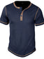 Men's Full Size Contrast Stitch Henley Polo Shirt Plus Size nicholesgifts