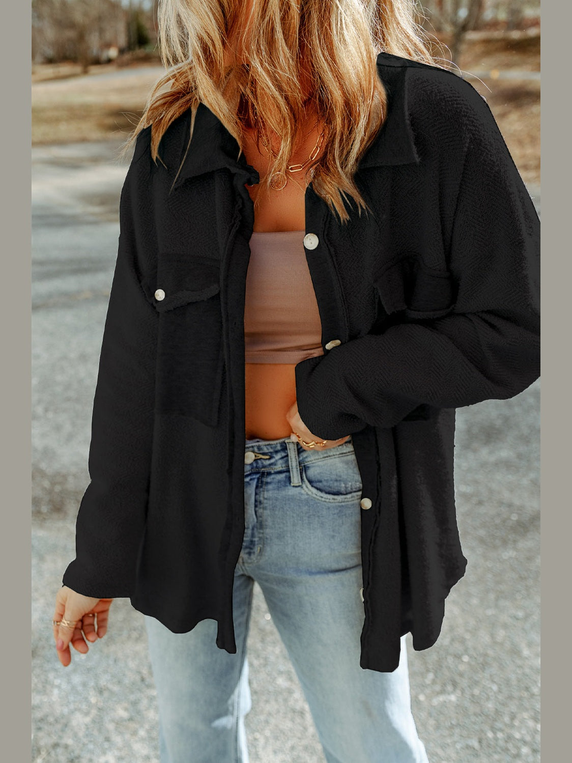 Button Down Long Sleeve Jacket nicholesgifts