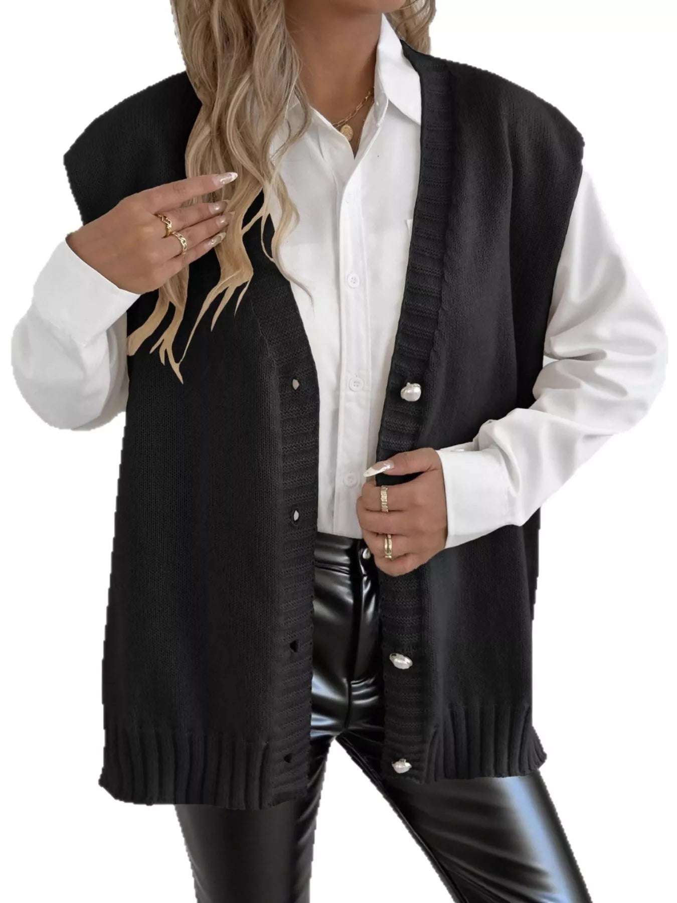 Button-Down Button Up Sweater Vest nicholesgifts
