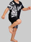 Children's Gamer Print Round Neck Tee and Shorts Set nicholesgifts