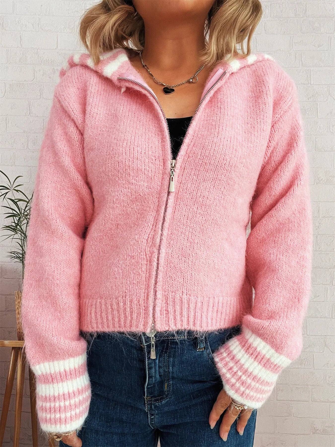 Striped Zip-Up Cardigan NicholesGifts
