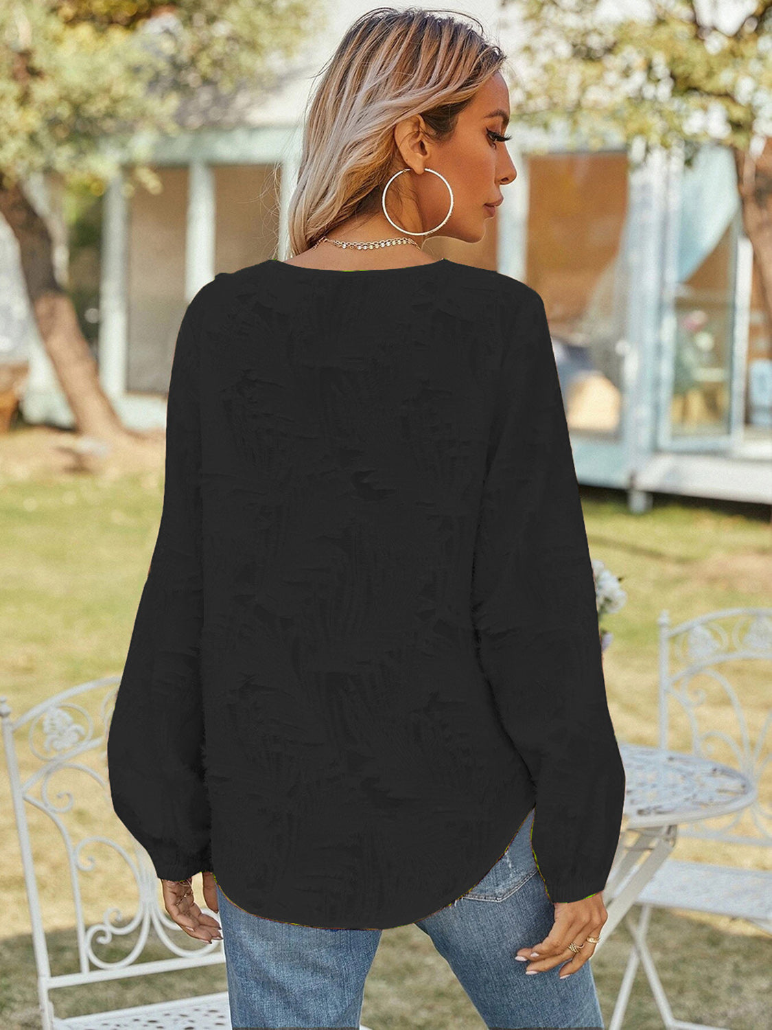V-Neck Long Sleeve Blouse nicholesgifts