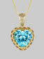 Women Heart-Shaped Aquamarine Pendant Necklace nicholesgifts