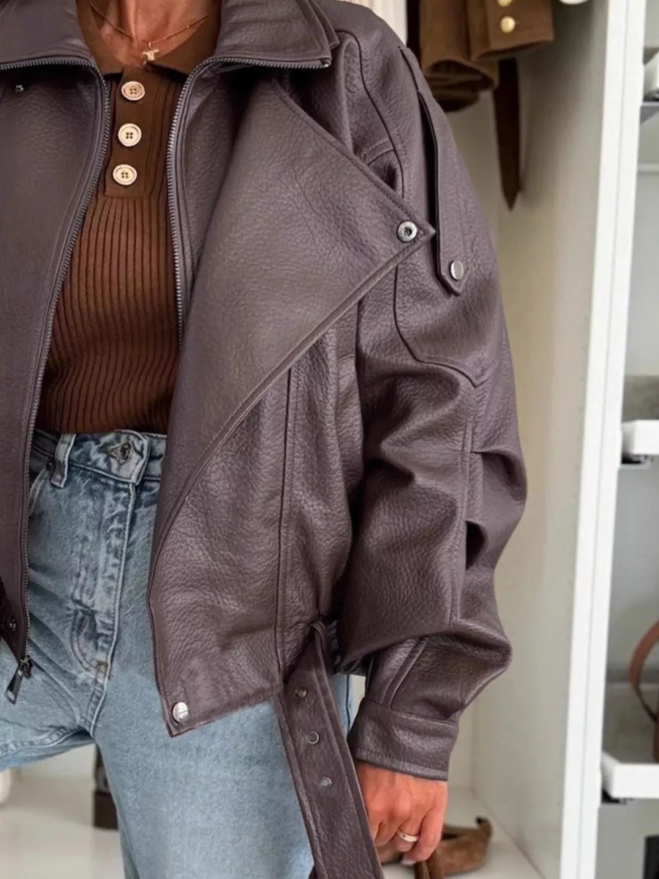 Leather Zip Up Jacket