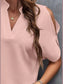 Women Notched Cold Shoulder Blouse nicholesgifts