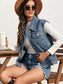 Collared Neck Sleeveless Denim Jacket nicholesgifts