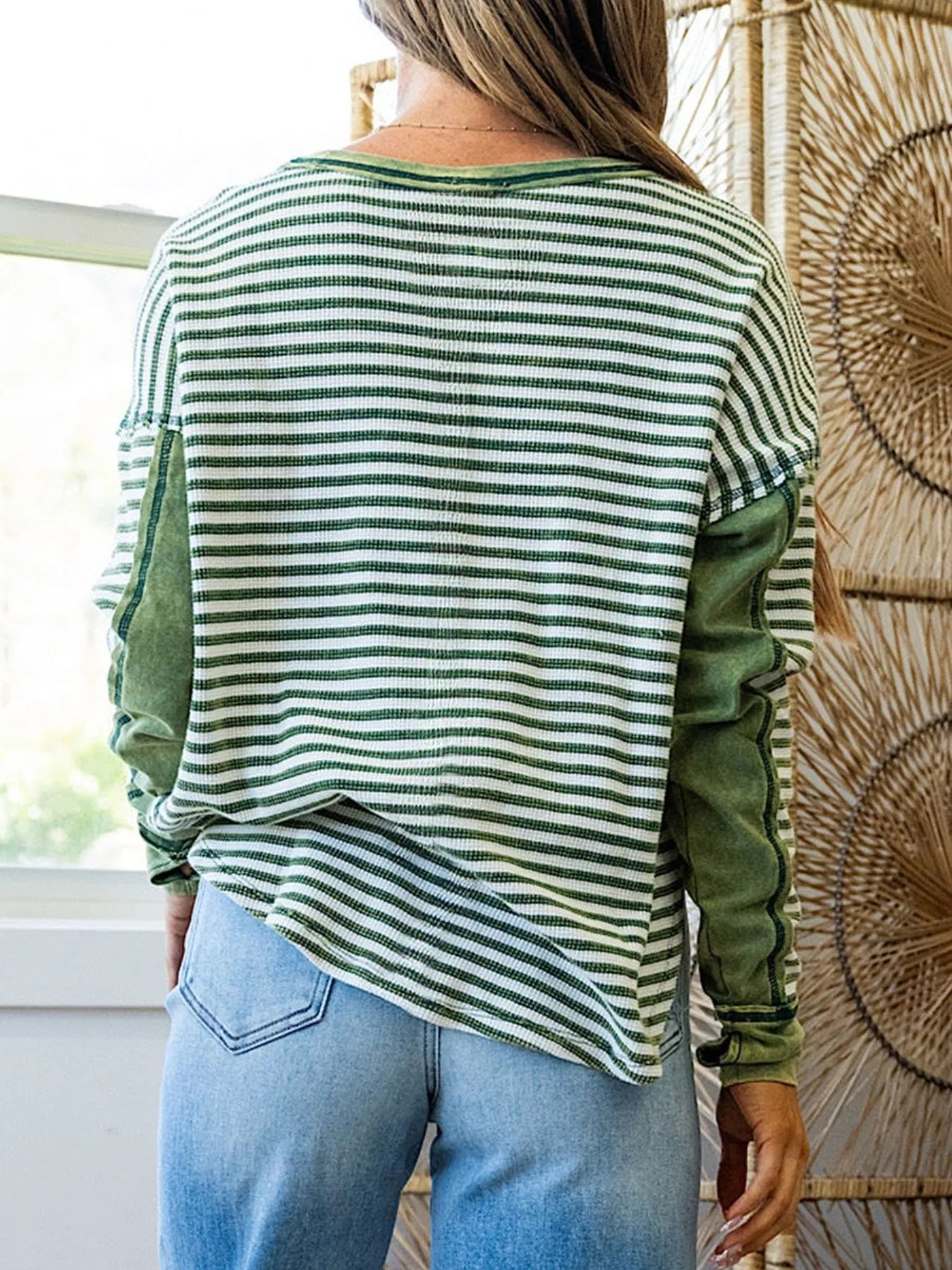 Striped Round Neck Long Sleeve Sweatshirt NicholesGifts